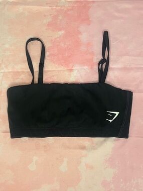 Gymshark Black Bandeau Sports Bra with White Logo